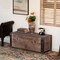 Vintiquewise Wooden Storage Trunk Bench with Black Metal Accents Rustic Blanket & Linen Chest Decorative Organizer Entryway Seating Shoe Station or Bedroom Use for Pillows Throws and Extra Beddings